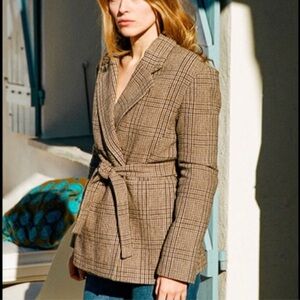 Rouje Albert check wool Belted blazer size 34/2